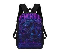 sinyumoney Mochila Escolar Infantil Impresa En 3D Venomous Snake with Skulls And Roses Mochila Escolar Infantil Mochilas De Viaje Mochilas De Moda Mochilas De Gran Capacidad 17inch