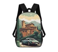 sinyumoney Mochila Escolar Infantil Impresa En 3D Vintage Car in Italian Village Mochilas Para Libros Mochilas De Viaje Informales Mochila De Gran Capacidad Para Niños 17inch