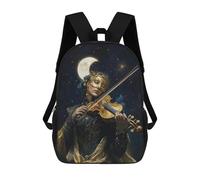 sinyumoney Mochila Escolar Infantil Impresa En 3D Violinist Under The Moon Mochila Mochilas Deportivas Para Niños Y Niñas Mochila De Moda 17inch