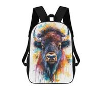 sinyumoney Mochila Escolar Infantil Impresa En 3D Watercolor Bison Portrait Mochilas Para Libros Mochilas De Viaje Informales Mochila De Gran Capacidad Para Niños 17inch
