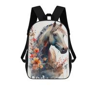 sinyumoney Mochila Escolar Infantil Impresa En 3D Watercolor Horse with Flowers Mochilas De Moda Informales Mochilas Infantiles Mochila Informal Para Exteriores Bolsas De Viaje Bonitas 17inch