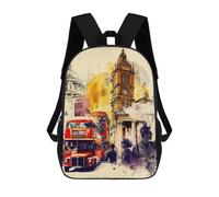 sinyumoney Mochila Escolar Infantil Impresa En 3D Watercolor London Mochila Escolar Infantil Mochilas De Viaje Mochilas De Moda Mochilas De Gran Capacidad 17inch