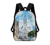 sinyumoney Mochila Escolar Infantil Impresa En 3D Watercolor Philadelphia Mochilas Para Libros Mochilas Escolares De Viaje De Alta Capacidad Para Niños/estudiantes/adultos 17inch