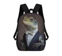 sinyumoney Mochila Escolar Infantil Impresa En 3D Well Dressed Lizard Mochilas Para Libros Mochilas De Viaje Informales Mochila De Gran Capacidad Para Niños 17inch