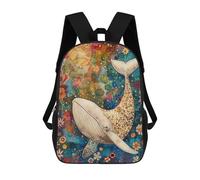 sinyumoney Mochila Escolar Infantil Impresa En 3D Whale Artwork Ocean Flowers 17inch Para Niños, Mochila De Viaje De Alta Capacidad, Mochila Escolar De Moda Para Niños