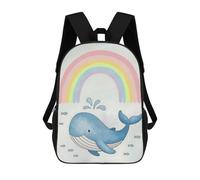 sinyumoney Mochila Escolar Infantil Impresa En 3D Whale, Fish And Rainbow Mochila Mochilas Deportivas Para Niños Y Niñas Mochila De Moda 17inch