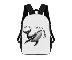 sinyumoney Mochila Escolar Infantil Impresa En 3D Whale Hello There! Black And White Mochila Mochilas Deportivas Para Niños Y Niñas Mochila De Moda 17inch