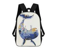 sinyumoney Mochila Escolar Infantil Impresa En 3D Whale Illustration with Ship And Waves Mochilas Para Libros Mochilas De Viaje Informales Mochila De Gran Capacidad Para Niños 17inch