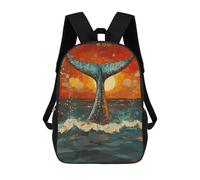 sinyumoney Mochila Escolar Infantil Impresa En 3D Whale Tail at Sunset Para Niños, Mochila De Viaje De Alta Capacidad, Mochila Informal Para Niños 17inch