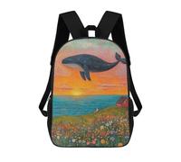 sinyumoney Mochila Escolar Infantil Impresa En 3D Whale Watching Fantasy-1 17inch Para Niños, Mochila De Viaje De Alta Capacidad, Mochila Escolar De Moda Para Niños