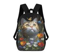 sinyumoney Mochila Escolar Infantil Impresa En 3D Whimsical Cat with Butterfly 17inch Para Niños, Mochila De Viaje De Alta Capacidad, Mochila Escolar De Moda Para Niños