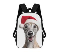 sinyumoney Mochila Escolar Infantil Impresa En 3D Whippet Dog with Santa Hat Portrait Mochila Mochilas Deportivas Para Niños Y Niñas Mochila De Moda 17inch