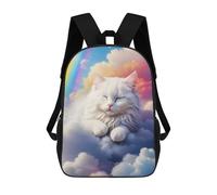sinyumoney Mochila Escolar Infantil Impresa En 3D White Cat Sleeping Clouds Para Niños, Mochila De Viaje De Alta Capacidad, Mochila Informal Para Niños 17inch