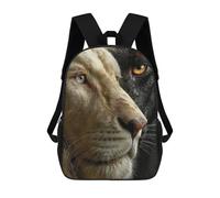 sinyumoney Mochila Escolar Infantil Impresa En 3D White Lion And Black Panther Para Niños, Mochila De Viaje De Alta Capacidad, Mochila Informal Para Niños 17inch