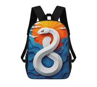 sinyumoney Mochila Escolar Infantil Impresa En 3D White Snake Paper Art Mochila Escolar Infantil Mochilas De Viaje Mochilas De Moda Mochilas De Gran Capacidad 17inch