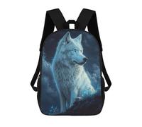 sinyumoney Mochila Escolar Infantil Impresa En 3D White Wolf with Blue Eyes Para Niños, Mochila De Viaje De Alta Capacidad, Mochila Informal Para Niños 17inch