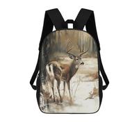 sinyumoney Mochila Escolar Infantil Impresa En 3D Whitetail Deer in Winter Woods Mochila Mochilas Deportivas Para Niños Y Niñas Mochila De Moda 17inch