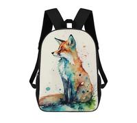 sinyumoney Mochila Escolar Infantil Impresa En 3D Wild Fox Watercolor Art 17inch Para Niños, Mochila De Viaje De Alta Capacidad, Mochila Escolar De Moda Para Niños