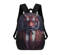 sinyumoney Mochila Escolar Infantil Impresa En 3D Wildly Dapper Tiger Suit Mochilas Para Libros Mochilas De Viaje Informales Mochila De Gran Capacidad Para Niños 17inch