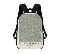 sinyumoney Mochila Escolar Infantil Impresa En 3D William Morris Jasmine Flower 17inch Para Niños, Mochila De Viaje De Alta Capacidad, Mochila Escolar De Moda Para Niños