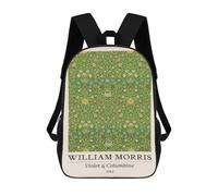 sinyumoney Mochila Escolar Infantil Impresa En 3D William Morris Violet & Columbine Green 17inch Para Niños, Mochila De Viaje De Alta Capacidad, Mochila Escolar De Moda Para Niños
