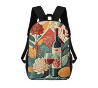 sinyumoney Mochila Escolar Infantil Impresa En 3D Wine And Flowers Mochilas Para Libros Mochilas De Viaje Informales Mochila De Gran Capacidad Para Niños 17inch