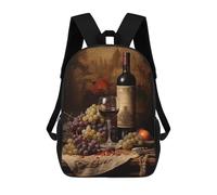sinyumoney Mochila Escolar Infantil Impresa En 3D Wine And Grapes Still Life Mochilas Para Libros Mochilas De Viaje Informales Mochila De Gran Capacidad Para Niños 17inch