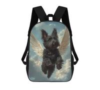 sinyumoney Mochila Escolar Infantil Impresa En 3D Winged Black Dog in The Sky Pet Memorial Art Mochila Mochilas Deportivas Para Niños Y Niñas Mochila De Moda 17inch