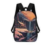 sinyumoney Mochila Escolar Infantil Impresa En 3D Winter Cabin by The Falls Mochila Mochilas Deportivas Para Niños Y Niñas Mochila De Moda 17inch