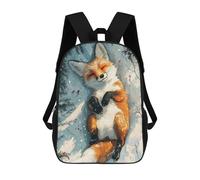 sinyumoney Mochila Escolar Infantil Impresa En 3D Winter Fox in Snow Para Niños, Mochila De Viaje De Alta Capacidad, Mochila Informal Para Niños 17inch