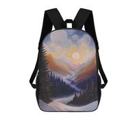 sinyumoney Mochila Escolar Infantil Impresa En 3D Winter Mountain Valley in Pointillist Style Mochila Escolar Infantil Mochilas De Viaje Mochilas De Moda Mochilas De Gran Capacidad 17inch