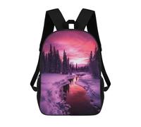 sinyumoney Mochila Escolar Infantil Impresa En 3D Winter River Sunset Mochila De Viaje De Alta Capacidad Para Libros Mochilas De Moda Para Niños Mochila Escolar Informal 17inch