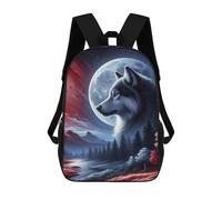 sinyumoney Mochila Escolar Infantil Impresa En 3D Wolf And Moon Landscape Mochilas Para Libros Mochilas De Viaje Informales Mochila De Gran Capacidad Para Niños 17inch