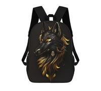 sinyumoney Mochila Escolar Infantil Impresa En 3D Wolf Black Gold Mochila De Viaje De Alta Capacidad Para Libros Mochilas De Moda Para Niños Mochila Escolar Informal 17inch