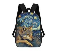sinyumoney Mochila Escolar Infantil Impresa En 3D Wolf Dreams Under Starry Night Sky Para Niños Mochilas De Viaje De Alta Capacidad Bolsas Para Libros Mochila Escolar Infantil Mochila 17inch