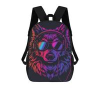 sinyumoney Mochila Escolar Infantil Impresa En 3D Wolf Headphones Sunglasses Art Print-2 17inch Para Niños, Mochila De Viaje De Alta Capacidad, Mochila Escolar De Moda Para Niños