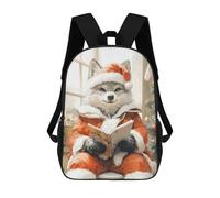 sinyumoney Mochila Escolar Infantil Impresa En 3D Wolf in Santa Suit Reading Para Niños, Mochila De Viaje De Alta Capacidad, Mochila Informal Para Niños 17inch
