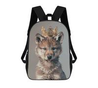 sinyumoney Mochila Escolar Infantil Impresa En 3D Wolf King Crown Mochilas Para Libros Mochilas De Viaje Informales Mochila De Gran Capacidad Para Niños 17inch