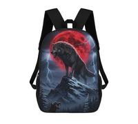 sinyumoney Mochila Escolar Infantil Impresa En 3D Wolf on Mountain with Red Moon Para Niños Mochilas De Viaje De Alta Capacidad Bolsas Para Libros Mochila Escolar Infantil Mochila 17inch