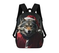 sinyumoney Mochila Escolar Infantil Impresa En 3D Wolf Santa Funny 17inch Para Niños, Mochila De Viaje De Alta Capacidad, Mochila Escolar De Moda Para Niños