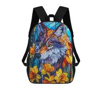 sinyumoney Mochila Escolar Infantil Impresa En 3D Wolf Stained Glass Para Niños, Mochila De Viaje De Alta Capacidad, Mochila Informal Para Niños 17inch