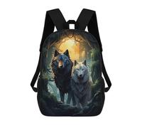 sinyumoney Mochila Escolar Infantil Impresa En 3D Wolves in The Forest Mochila De Viaje De Alta Capacidad Para Libros Mochilas De Moda Para Niños Mochila Escolar Informal 17inch