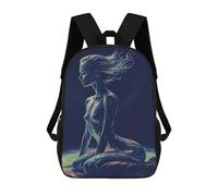 sinyumoney Mochila Escolar Infantil Impresa En 3D Woman in Blue And Green Mochilas De Viaje De Alta Capacidad Para Niños Mochilas De Libros De Moda Mochila Escolar Infantil 17inch