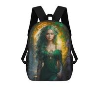 sinyumoney Mochila Escolar Infantil Impresa En 3D Woman in Green Dress Mochilas De Moda Informales Mochilas Infantiles Mochila Informal Para Exteriores Bolsas De Viaje Bonitas 17inch