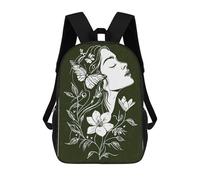 sinyumoney Mochila Escolar Infantil Impresa En 3D Woman with Flowers And Butterfly Para Niños, Mochila De Viaje De Alta Capacidad, Mochila Informal Para Niños 17inch