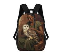 sinyumoney Mochila Escolar Infantil Impresa En 3D Woman with Owl Painting Para Niños, Mochila De Viaje De Alta Capacidad, Mochila Informal Para Niños 17inch
