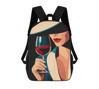 sinyumoney Mochila Escolar Infantil Impresa En 3D Woman with Wine Glass Mochila Mochilas Deportivas Para Niños Y Niñas Mochila De Moda 17inch