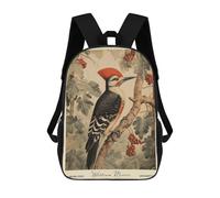 sinyumoney Mochila Escolar Infantil Impresa En 3D Woodpecker William Morris Forest Bird 17inch Para Niños, Mochila De Viaje De Alta Capacidad, Mochila Escolar De Moda Para Niños