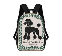 sinyumoney Mochila Escolar Infantil Impresa En 3D World Poodle Day Art 17inch Para Niños, Mochila De Viaje De Alta Capacidad, Mochila Escolar De Moda Para Niños