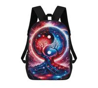 sinyumoney Mochila Escolar Infantil Impresa En 3D Yin Yang Space Landscape in Red And Blue Mochilas Para Libros Mochilas Escolares De Viaje De Alta Capacidad Para Niños/estudiantes/adultos 17inch